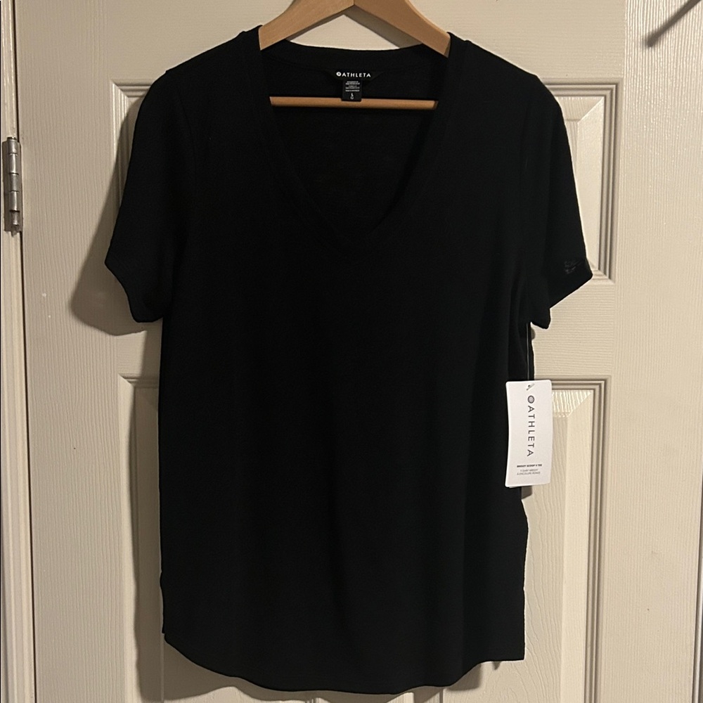 Athleta Black Short Sleeve V-Neck Tee